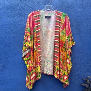 rachel roy tropical floral open front  kimono top
